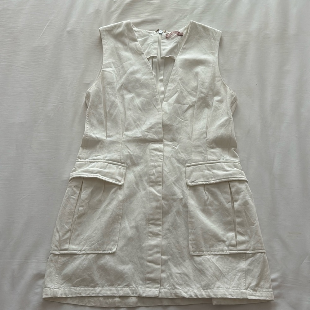 Cream Utility Style Mini Dress